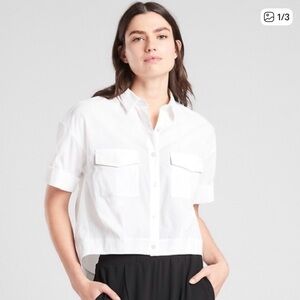 Athleta Utility Crop Button-Up Women's Top Size Medium NWOT